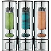 Shampoo and Conditioner Dispenser,Shower Shampoo Dispenser 3 Chamber No Drilled Shampoo Dispenser for Shower Wall Mounted Shower Dispenser Body Wash Dispenser for Bathroom Kitchen Hotel,Chrome