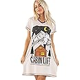 Lazy One Women's Nightgown, Funny V-Neck Sleep Shirt for Women, Novelty Pajama Shirts