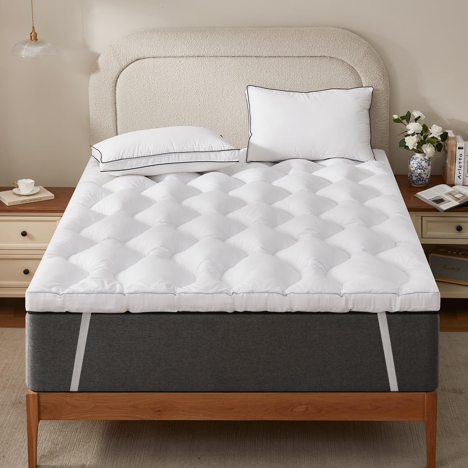 Photo 1 of Decroom 3 Inch Memory Foam Mattress Topper King Size for Back Pain Relief, Soft Fluffy Supportive Bed Mattress Pad, Filled with Breathable & Soft Memory Foam Pillow Topper, 80x78x3 Inch