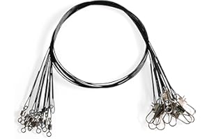 LAXYGO 10pcs Fishing Wire Leaders Heavy Duty Nylon-Coated Fishing Line Wire Leaders with Swivels and Snaps 18inch, 45LB