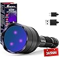 Vansky 365nm Black Light Flashlight: Rechargeable Blacklight UV Flashlights with 3 LED - Pet Urine Detector - AC Leak Detection & Rock Hunting