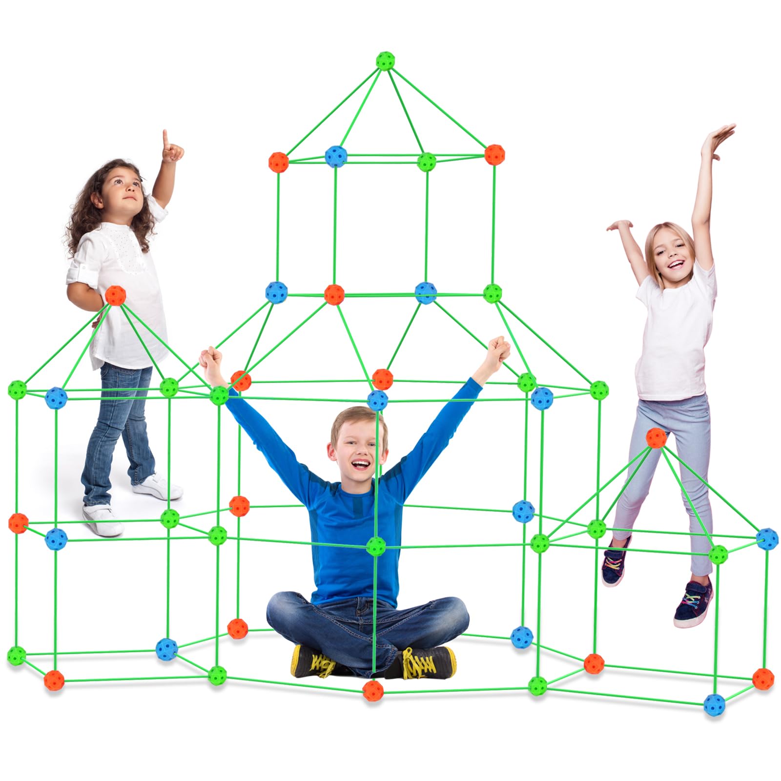 Photo 1 of Fort Building Kit for Kids, 155 Pcs STEM Construction Toys for Boys and Girls, Educational Learning Toy Gifts for 3 4 5 6 7 8+ Years Old, Ultimate Creative Set for DIY Castles,Play Tent Indoor Outdoor
