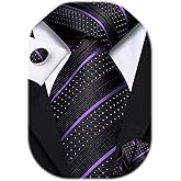 Hi-Tie Men Ties Sets Silk Stripe Paisley Necktie Pocket Square Cufflinks for Business Wedding