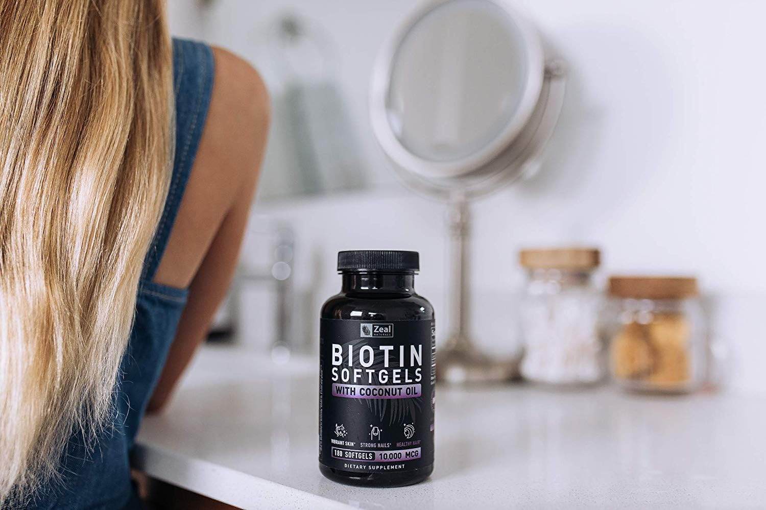 Pure Biotin 10000mcg + Organic Coconut Oil (180 Softgels 10,000mcg) 6