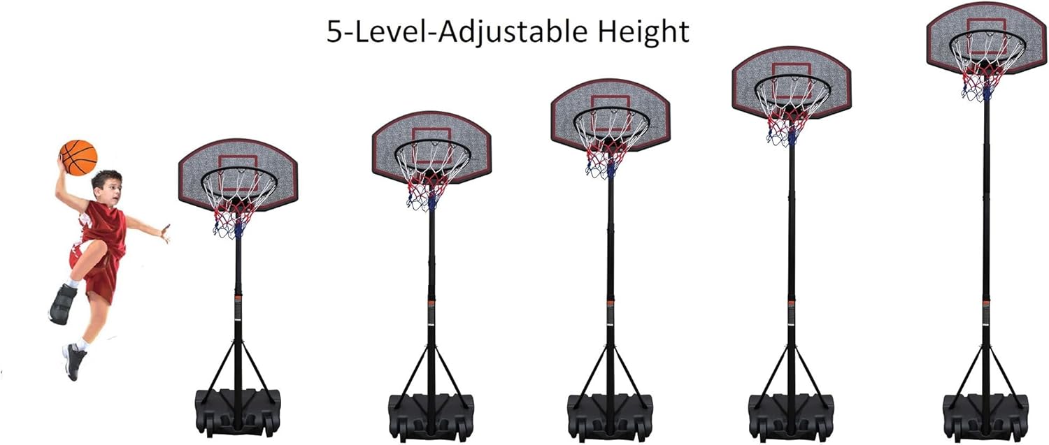 KLB Sport Height Adjustable Portable Youth Basketball Hoop : Sports & Outdoors