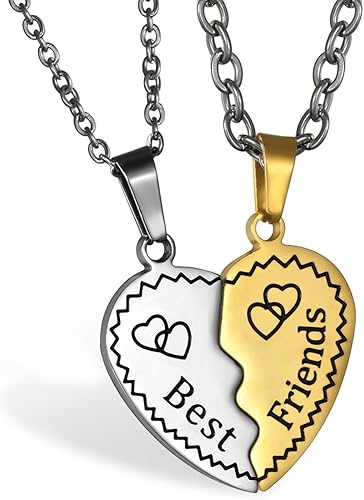Amazon Jewelrywe ネックレス ペア ステンレス ハート ペンダント Best Friends 人気 アクセサリー友達 誕生日 記念日 プレゼント 2点セット ネックレス 通販