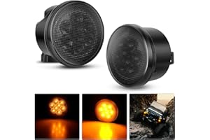 Nilight JK Front Turn Signals Light 8LED Smoked Lens Amber Fronts Grille Indicator Lights Day Running Waterproof Clearance Lamp Compatible with 2007-2017 Wrangler JKU