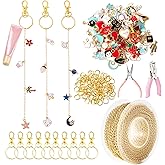 Dfqsofd 213Pcs Lip Gloss Keychain Making Kit, Including 33ft Gold Extender Chain 100 Charms 100 Jump Ring 10 Keychain Clips, Hole Punch and Jewelry Plier for DIY Crafts Women