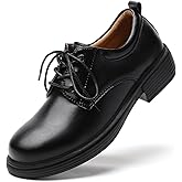 OKJ Oxford Shoes for Women Black Tie Women's Oxfords Shiny Leather Comfortable Slip on Lace up Ladies Loafers Business Casual Dress Work Office Shoes