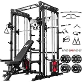 RitFit M1 Pro Smith Machine with Weight Stack Package Power Cage Home Gym | Dual Cables, Barbell &amp; Handles, Cable Crossover, ALL-in-1 Home Gym, 1850LBS Capacity