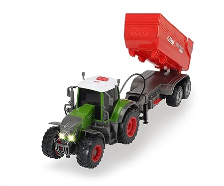 Dickie Toys 203737000 - Fendt 939 Vario Traktor mit Licht, Sound und batteriebetriebenen Fliegl Anhänger