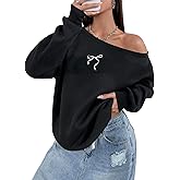 Remidoo Womens Off Shoulder Sweatshirt Drop Shoulder Oversized Long Sleeve Pullover Top