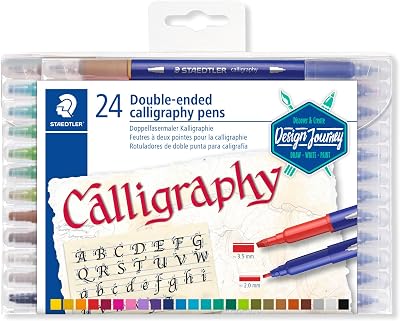 Staedtler 3005 TB24 Double-Ended Fibre-Tip Calligraphy Pens 24 Colours