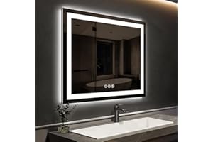 ROOMTEC 30 * 30 Inch Led Bathroom Mirror with Lights,Smart Dimmable Vanity Mirrors for Wall,Anti-Fog Backlit Lighted Makeup Mirror