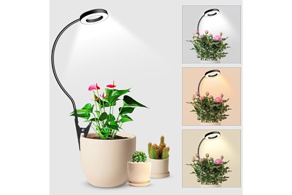 Wolezek Grow Light, 2 in 1 Grow Lights for Indoor Plants Full Spectrum, 3 Colors Plant Lights Indoor, Clip On LED Grow Light