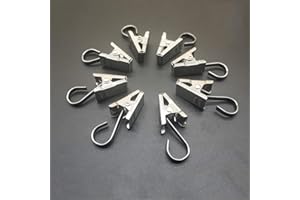 Coideal Small Curtain Clips Hooks, 25 Pack Stainless Steel Awning Light Hanging Clips Fabric Hooks Trailer for RV Canopy Accessory, Camper Umbrella Light, Picture, Photo (Silver)