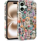 Mainrenka Halloween Cases for iPhone 17, Cute Kawaii Aesthetic Trendy Skeleton Floral Phone Cover Protective Shockproof Phone Case Skull