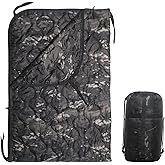 GHILEO Camo Poncho Liner, Army Blanket, Military Sleeping Bag, with A Compression Carrying Bag, for Traveling, Hiking, Camping, Outdoor Survival, Car Blanket