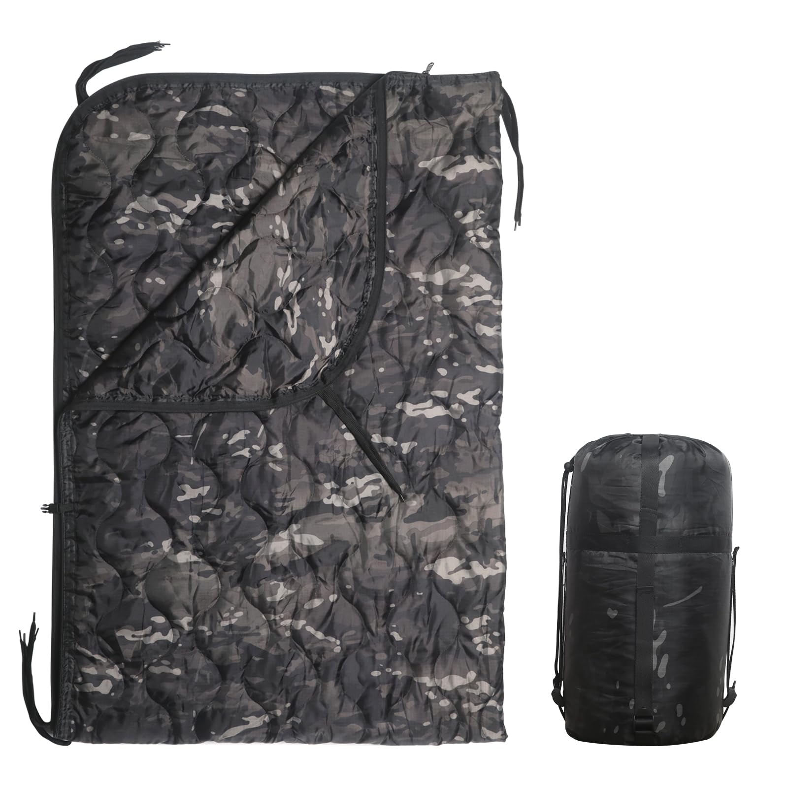 USGI Genuine Woodland Camo Poncho Liner/Woobie Blanket All Weather Blanket - Military Stripes