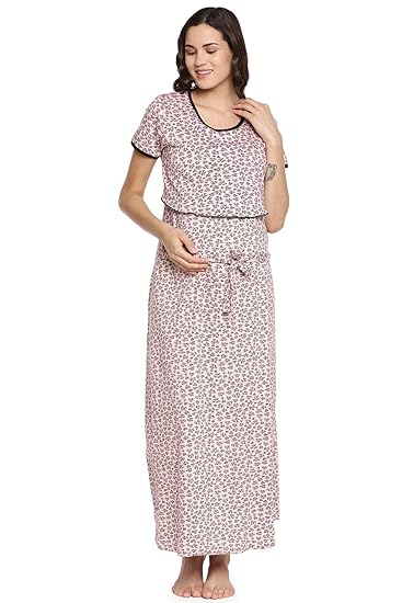 Womens Pink Printed Maternity Nightdress