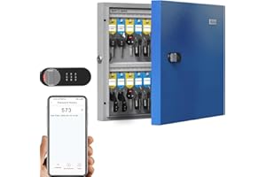 WeHere 48 Key Lock Box Wall Mount use Combination/Key Unlock, Key Cabinet with Key Label, App Key Directory ERP, Key Safe Security Storage Lockbox for Valets, Hotels, Car, House Keys