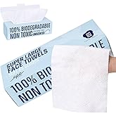 XL Disposable Face Towels, Ultra Soft Makeup Remover Dry Wipes, 100% Biodegradable, Non-Toxic, Facial Towelettes for Washing Face, Thick Towelettes for Sensitive Skin, Unscented, 60 Count