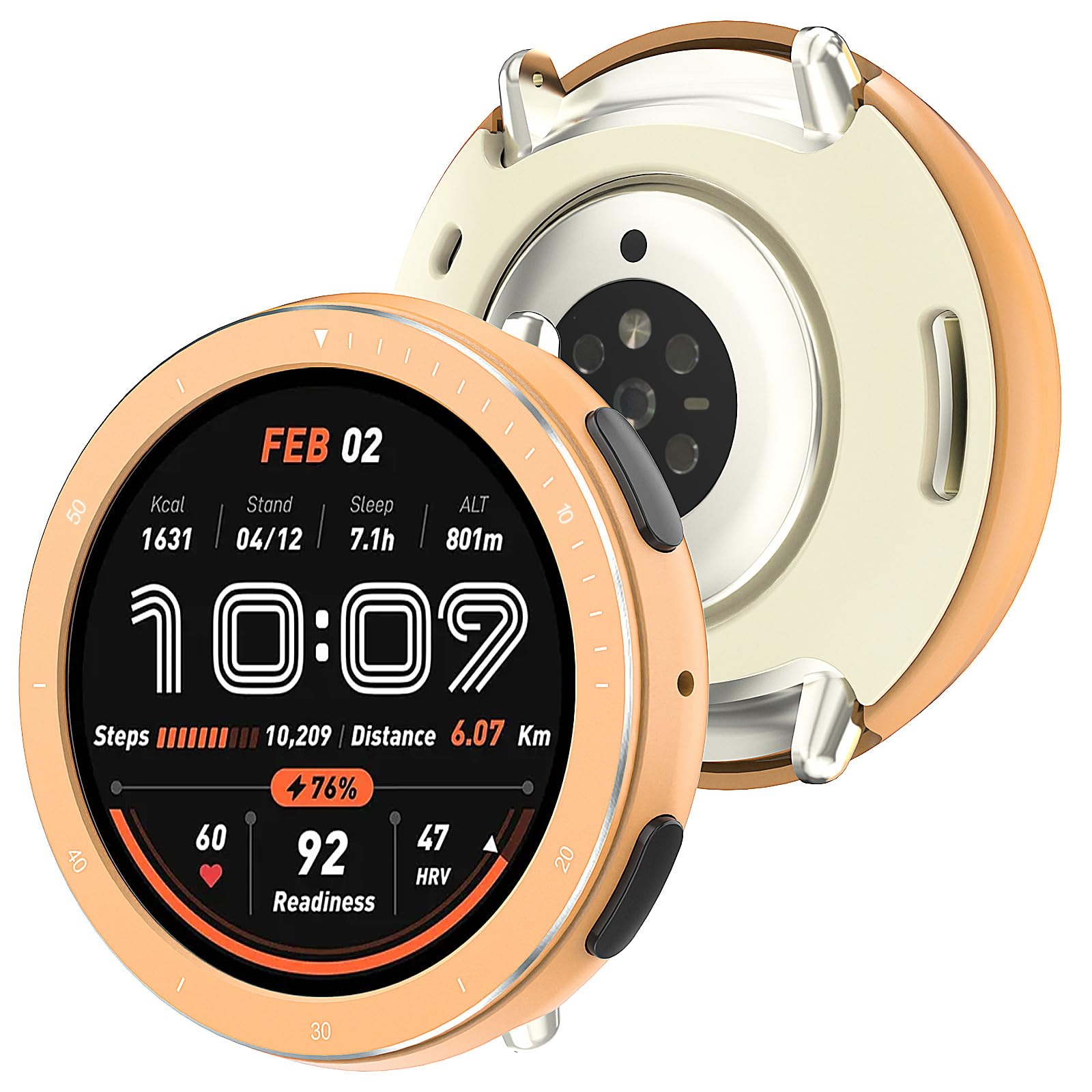 Photo 1 of [2 in 1] BEARDDO Metal Case for Amazfit Active 2 Smart Watch 44mm, Stainless Steel Bezel & TPU Back Cover with Cleaning Cloth Accessories,Rugged Shockproof Protective Case for Active 2 Round Rose Gold