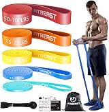 FitBeast Resistance Bands Set 5-100 LBS Color Coded with Door Anchor