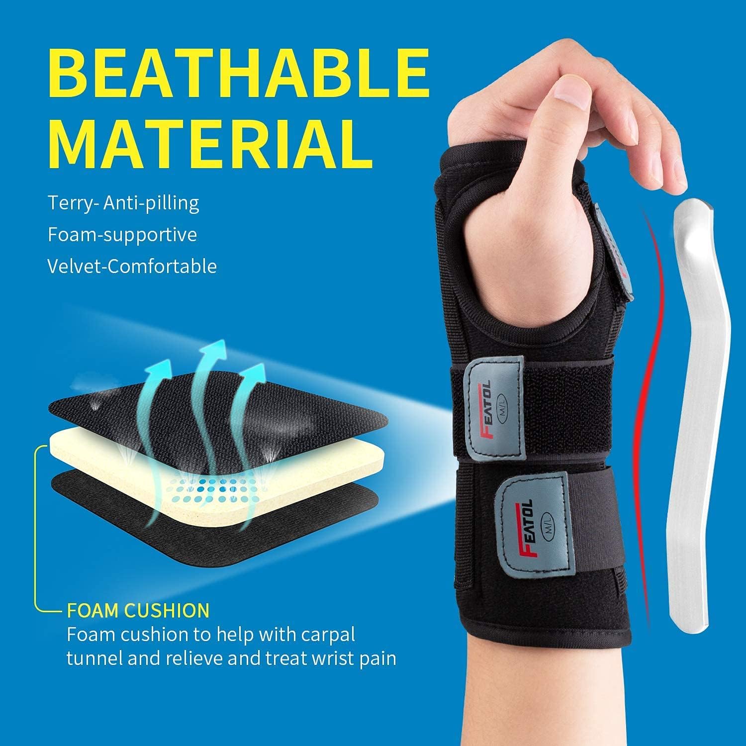Wrist Brace for Carpal Tunnel, Adjustable Wrist Support Brace with Splints Right Hand, Small/Medium, Arm Compression Hand Support for Injuries, Wrist Pain, Sprain, Sports: Health & Personal Care