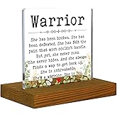 FSA030 Acrylic Desk Plaque Sign with Wood Stand - Female Warrior, Inspirational, Strength, Survivor Friend Gifts