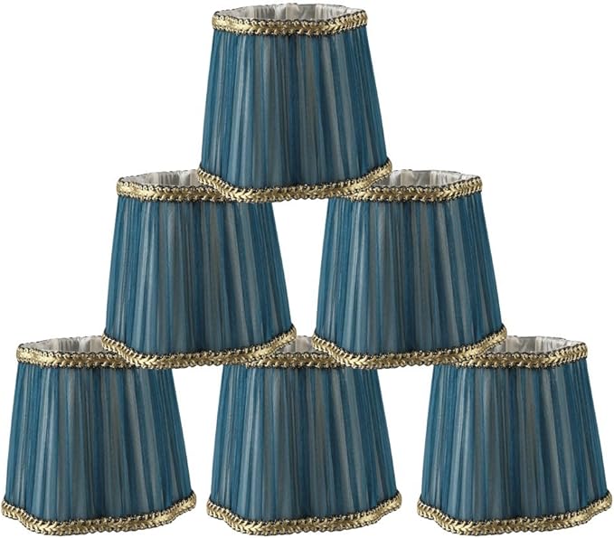 ONEPRE Blue Silk Clip On Candle Lampshade Decorative Trim Bell