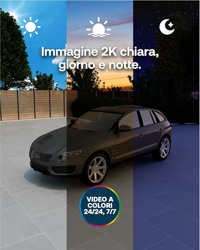 Essential 3 XL Telecamera WiFi Esterno Senza Fili, 2K, Telecamera WiFi Interno, Batteria Da 24 Mesi*, Sirena Allarme Casa, Sensore Di Movimento, Prova Inclusa Secure, 2 Telecamere, Bianche