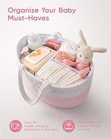 Maliton Nappy Caddy Cotton Rope Newborn Essentials Pink Nursery Organizer view 8