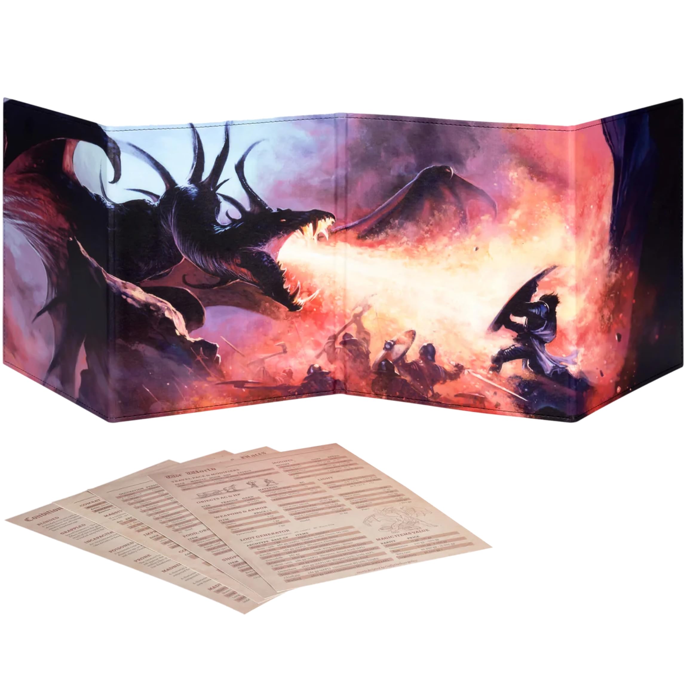 DND DM Screen 5e - D&D Dungeon Master Screen Full Color Print with Customizable Inserts - Dungeons and Dragons GM/Game Master Accessories Gift for Man or Woman. Hide Your Dice Rolls, Maps & Books.