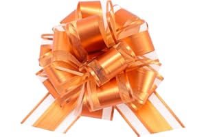 FORBINBO 12 Pieces Gift Wrap Ribbon Pull Bows (6" Wide); Easy and Fast Gift Wrapping Accessory for Christmas Gifts, Bows, Baskets, Wine Bottles Decoration, Gift Wrapping and Decoration Present. (Orange)