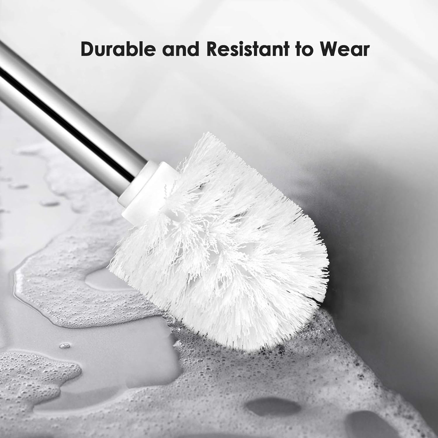 Toilet Brush and Holder,Toilet Bowl Brush with Stainless Steel Handle Durable Bristles Hidden Toilet Scrubber for Bathroom Cleaning: Kitchen & Dining