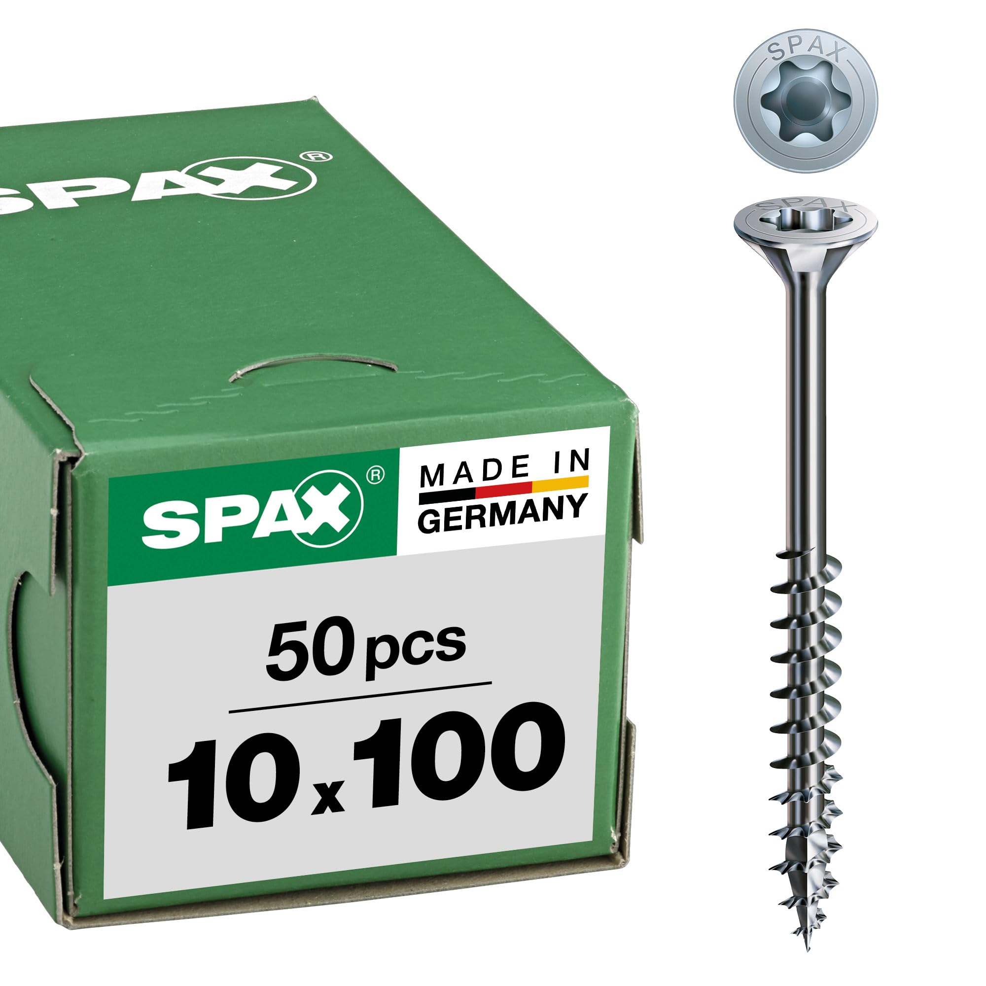 SPAX T-Star plus, countersunk head, partially threaded, 4Cut, Wirox A3J, 191011001005 wood screw, 10.0 x 100 mm, pack of 50 — image 1