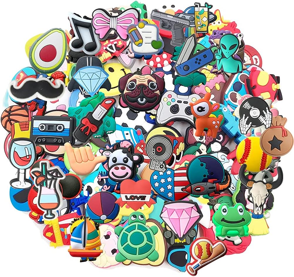 GZLSXCL Random Different Shoe Charms Fits for Clog Shoes Decorations Bracelet Party Favor