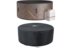 MSpa Round Inflatable Bubble Massage Spa, 4 to 6 Person Outdoor Hot Tub with 2 Covers (1 Standard and 1 Energy-Efficient Cover), Mono