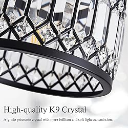 Pevfah Crystal Black Ceiling Light, Modern Semi