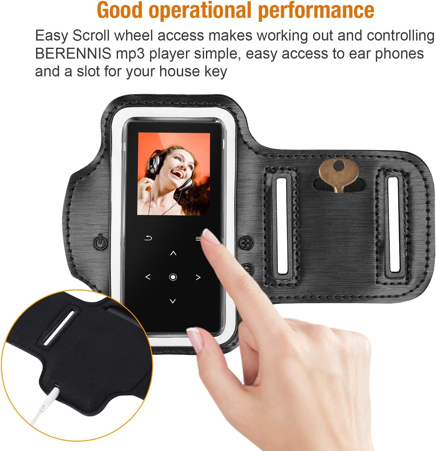 Adjustable Sport Armband for BERENNIS MP3 Player Only， Hands-Free for Running, Black，1 Pack(Compatible with BERENNIS MP3 Player ONLY!)!: Home Audio & Theater