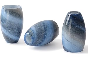 MIAOMEIO Fixture Replacement Globe Shade,Lampshade for E26 Base 1-5/8 Inch Fitter, Color Art Glass Oval Lampshade Cover for Pendant Kitchen Wall Sconce Chandelier Vanity Light (3, Blue and Black)