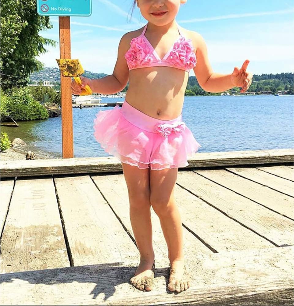 Maillot De Bain Bebe Fille Fillette Bikini Florale Enfant De 2 Pieces Top Triangle Culotte Jupe En Tulle Bebe Fille 0 24m Bebe