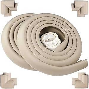 Winthome Baby Proofing Edge and Corner Guards, 8 Rubber Proofing Corner Protector, 4 Meters Furniture Edge Bumper Guard (6M Tapes Incl.), Baby Corner Edge Protector for Walls Furniture (Grey)