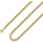 Sunique Square Rolo Chain Necklace 2mm 5mm Stainless Steel Round Box Necklace for Men Women Jewelry