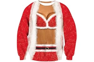 BOVOSHA Couples Ugly Christmas Sweater Men 3D Muscle Xmas Sweatshirts Women Novelty Funny Shirt Pullover