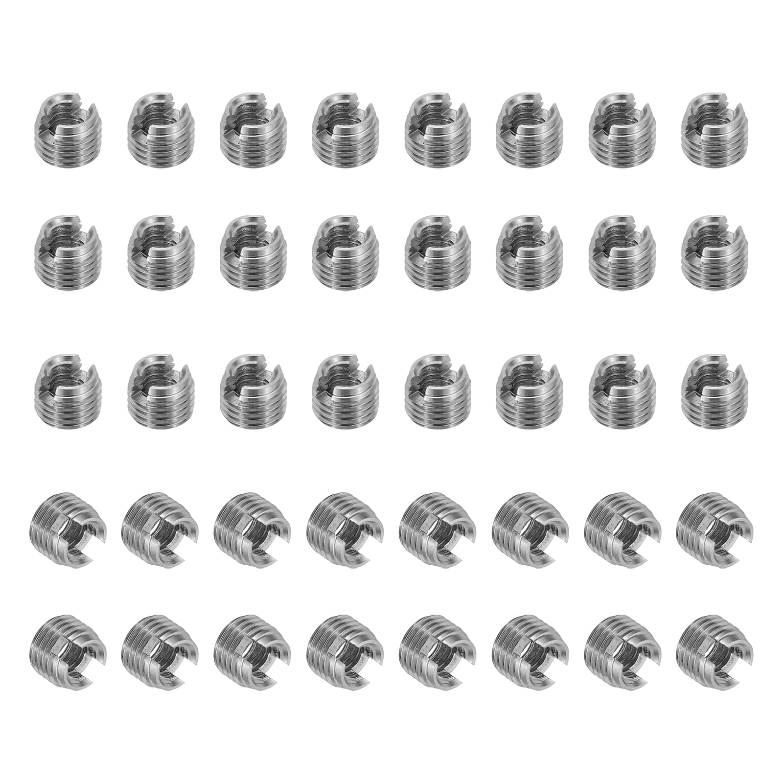 PATIKIL Self-Tapping Threaded Inserts, 40 Pcs M4 x M6.5 x 5mm 303 Stainless Steel Thread Adapter Reducer Slotted Screw Repair Inserts Nuts Sleeve — image 1