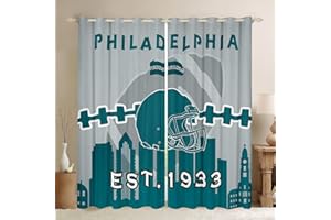 Erosebridal Football Curtains 38x54 inch,Sports Window Curtains,Rugby Team Window Treatments,Football Shades Drapes 2 Panels for Living Room,