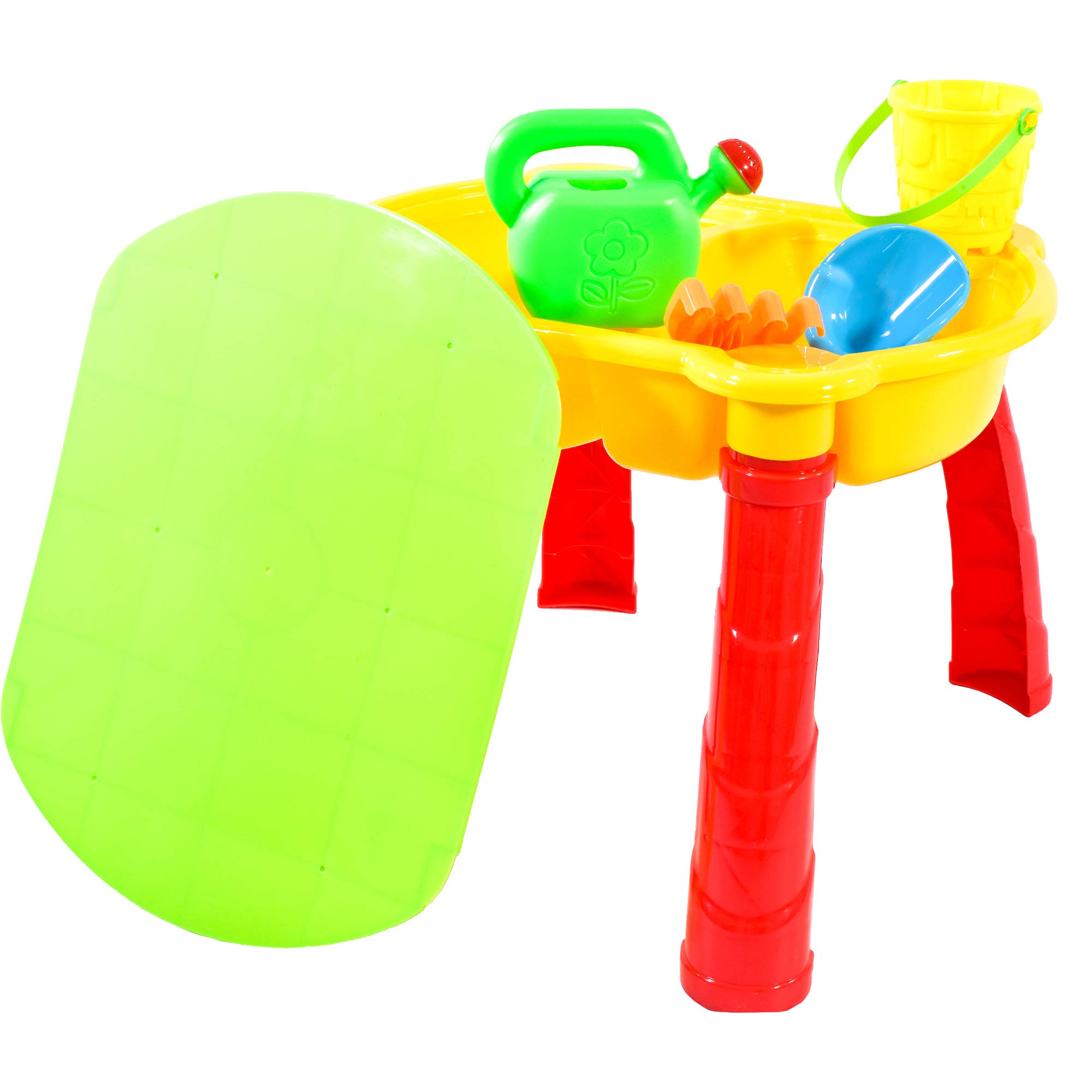 KandyToys Sand and Water Table with Lid and Accessories - Kids Outdoor Play Garden Sandpit