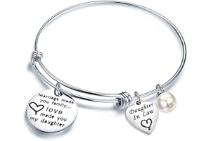 bobauna Daughter in Law Gift Daughter Adjustable Wire Bangle Bracelet Keychain